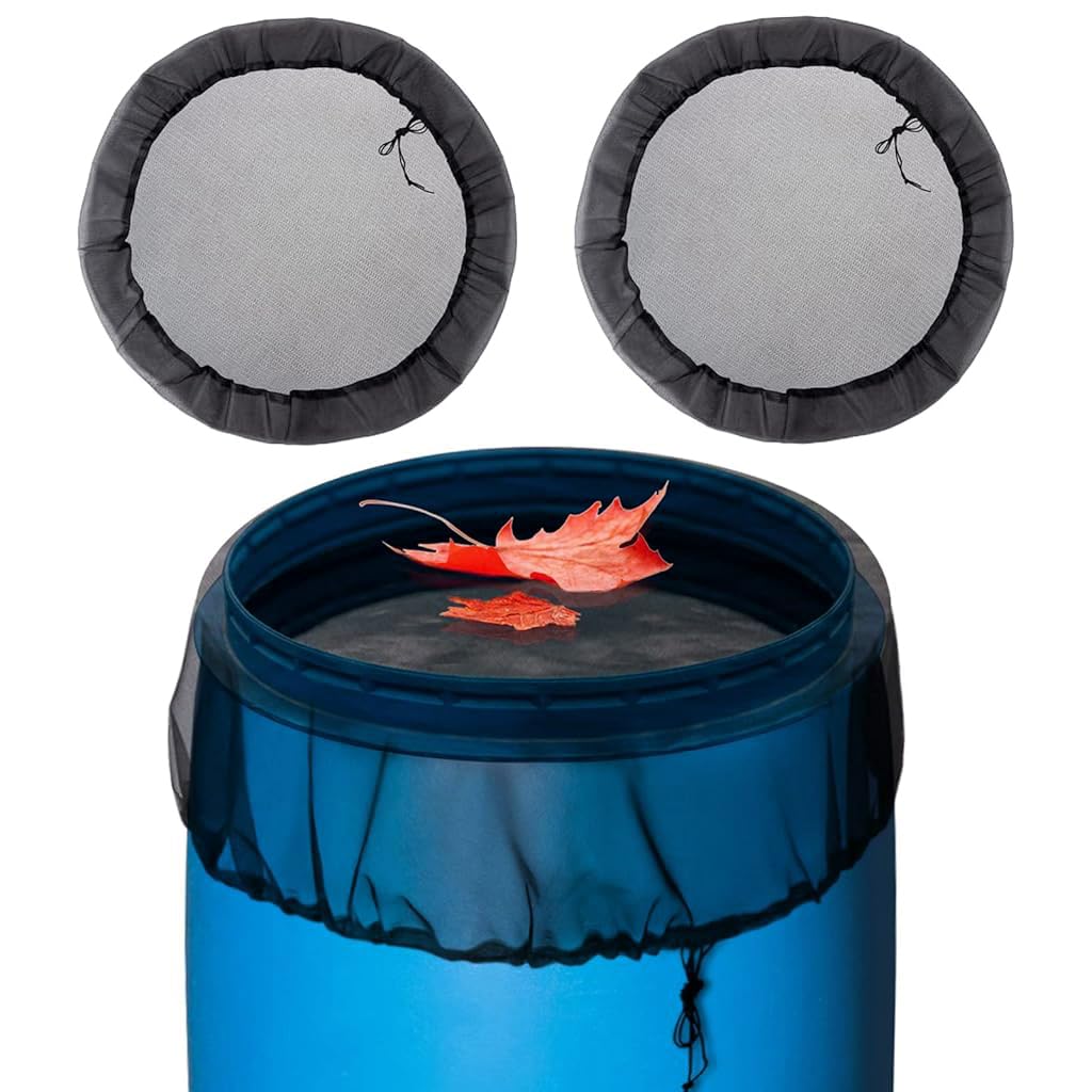 HASTHIP 2Pcs Mesh Cover for Rain Harvesting Barrels, 85cm Diameter Polyester Barrel Netting with Drawstring Closure for Water Buckets Tank Protection HASTHIP 2Pcs Mesh Cover for Rain Harvesting Barrels, 85cm Diameter Polyester Barrel Netting with Drawstring Closure for Water Buckets Tank Protection